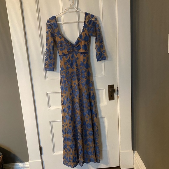 NWT - For love & lemons Temecula blue floral Maxi dress - Picture 9 of 9